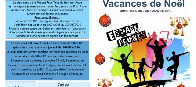 Vacances de Noël au club ados