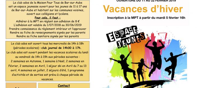 Vacances de février au club ados