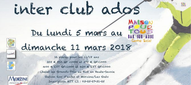 Séjour ski ados 2018