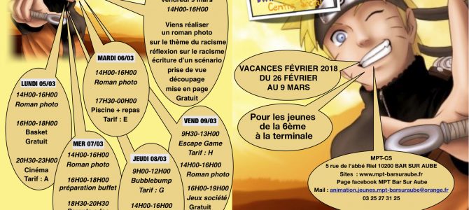 Programme des vacances février 2018