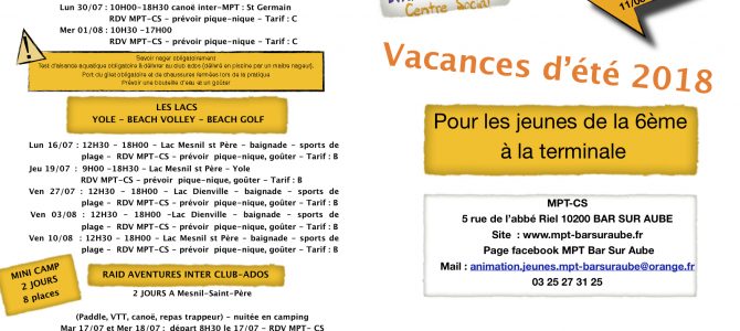 Les vacances d’été au club ados