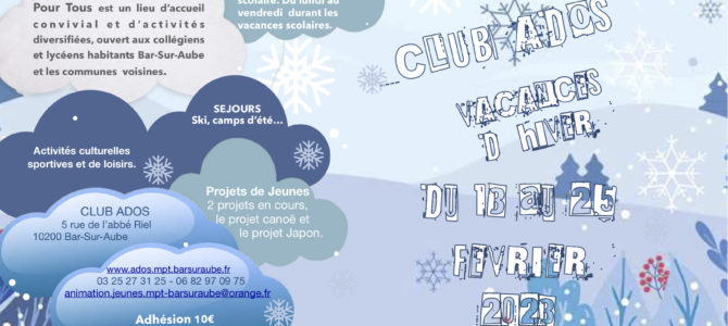 Le programme Ados des vacances d’Hiver