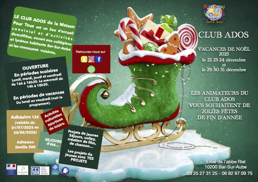 Les vacances de Noël 2025 au club ados